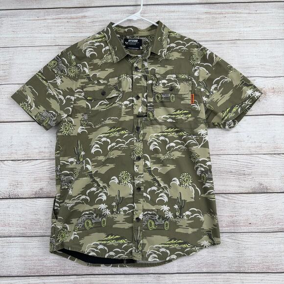 Off the Grid Other - Off the Grid Baja Mexico Print Vented Button Down Shirt Mens Large Green Beige